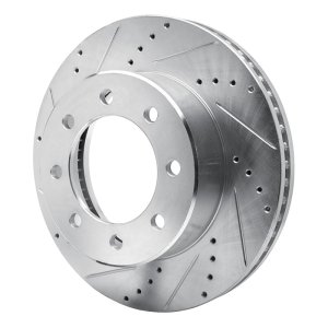 Dodge Ram 3500 Brake Rotor (1) - Front Left - R1 Concepts - Drilled & Slotted - Silver - `09-`25